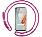 Tumundosmartphone Funda Colgante Transparente para OnePlus Nord N100 con Cordon Rosa Fucsia