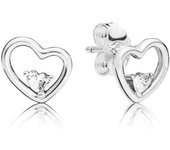Pendientes de Ano en Plata de Ley Corazón de Amor Asimétrico 297813CZ,Incluye Caja Original