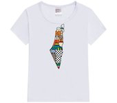 I Love Palestine My Homeland Palestinian Map with Kufiya Hatta Pattern and Most Sacred Cites -wht Baby T-Shirt