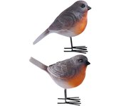 2 estatuas de petirrojo realistas de resina, decorativas para jardín y hogar.