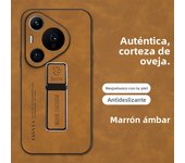 Luxury Sheepskin Leather Holder Phone Case for Huawei Pura 70 Pro+ P60 P50 P40 P30 P20 Pro P10 Plus Protect Stand Back Cover