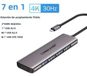 Lemorele TC66 USB C HUB USB 3.0 Docking Station USB Type-C to Dual HDMI For Macbook Air Pro iPad Pro M2 M1 PC Extend 2 Different