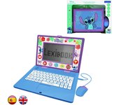 LEXIBOOK - Disney Stitch, Ordenador Educativo bilingüe ESPAÑOL/INGLÉS, Juguete para niños, 170 Actividades para Aprender, Jugar y música, Pantalla Grande, Azul