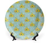 Plato decorativo de cerámica de 25 cm con flores amarillas, diseño de tulipanes románticos con estampado botánico holandés, ideal para cenas elegantes, eventos de lujo, cenas, bodas y catering.