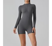 Zipper Tracksuit Set Women Yoga Jumpsuit Stand Collar Half Long Sleeved High Waist Butt Lift Fitness Sports Bodysuit Leggings