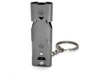 Outdoors High Decibel Portable Keychain Whistle Stainless Steel Double Pipe Emergency Survival Whistle Multifunction Tools