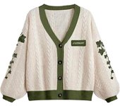Evermore Cardigan Taylor Version Green Vine Embroidered Button Down Cable Knit Sweater Women Fall Winter Vintage Outfit