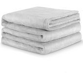 Manta Electrica, Almohadilla Eléctrica Grande Termica Cama 180x130 cm, Calentamiento Rápido, 10 Niveles de Temperatura, con Control Digital, Lavable Franela de doble cara Gris Claro