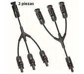 1 Pair, 12Awg Solar Panel Y Branch Parallel Cable, 1 to 3 Solar Parallel Connector, Parallel Connector Wire Plug Kit for Solar