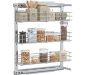 vidaXL Cesta Extraíble Cocina 3 Niveles Alambre Plateado Canasta Dimensiones 47 x 15.5 x 55.5 cm, 47 x 25 x 56 cm, 47 x 35 x 56 cm