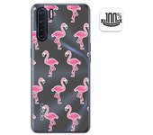 Tumundosmartphone Funda Gel Transparente para Oppo A91 diseño Flamenco Dibujos