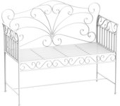Outsunny Banco de Jardín de 2 Plazas 113,5x50x96 cm Banco de Terraza de Metal con Respaldo Decorativo y Reposabrazos Vintage para Exterior Carga 200 kg Crema