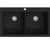 vidaXL Fregadero encastrable de granito 2 cubetas lavabos baño bricolaje Color Gris,  Negro,  Beige y mas