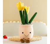 Tulip Plant Plush Toy Succulent Plant Plush Stuffed Toy Potted Flower Decoration Toy Creative Gift for Room Bookshelf Decor