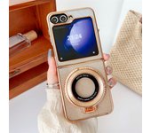 360 Rotata Magsafe Bracket Case for Samsung Galaxy Z Flip 6 5 Flip6 Luxury Plating Glitter Slim PC Cover for Samsung Z Flip 3 4