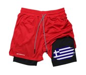 Flag Print 2 in 1 Performance Shorts for Men Gym Athletic Workout Training Quick Dry Shorts with Phone Pocket Patriotic Shorts