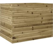 vidaXL Jardinera madera maciza de abeto 90x60x68,5 cm Color Pino natural,  Blanco,  Marrón cera y mas