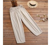 2024 ZANZEA Summer Elastic Waist Solid Casual Cotton Trousers Women Loose Pants Vintage Harem Pantalon Fashion Oversize Palazzo