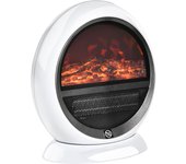HOMCOM Chimenea eléctrica LED con efecto llama 1500W Chimenea independiente Plástico ABS Blanco 30,5 x 18 x 35 cm