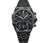 BINBOND Top Brand Man Quartz Watch Luxury Luminous Chronograph Wristwatch Stainless Steel Waterproof Men Date Calendar Clock
