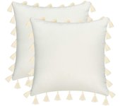 Verde Juego de 2 Fundas de Almohada Boho Blancas 18x18 Pulgadas