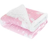 Acomoda Textil - Manta para Bebé Estampada con Nubes, Manta de Cuna 100x140 cm. Manta Bebé con Borreguito Suave, Cálida y Ligera.