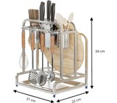 LUTODY - Escurridor de Cubiertos y Utensilios de Metal de Acero Inoxidable Gran Capacidad de Secado con Función de Drenaje y Base Antideslizante - Ideal para Cocina escurreplatos