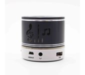 Mini Altavoz Cilindro Notas Musicales Negro