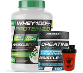 Pack Whey 100% Protein 2000g + Creatina 300g MuscleFIt + Shaker (regalo)  MUSCLECULT│Aumento Muscular