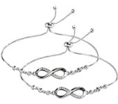 2 Pulsers de Infinity, pulsera de Tenis elegant ajustable de Plata para Mujeres, Pusas, madres, Niña, Amiga, with 1 Caja de Joya