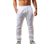 Pantalones Verano Hombre Ligero Transpirable Color Sólido Cinturilla Elástica Haruku