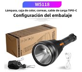 P50 LED Flashlight Replaceable Yellow Blue Red Lenses USB Rechargeable Torch Outdoor Portable Super Bright Long-range Searchligh