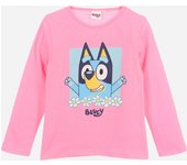 Camiseta manga larga niña Bluey rosa CONFECCIONADA CON MATERIALES RECICLADOS Raíz Merchan-Store