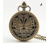 Vintage Pocket Watch With Chain Metal Hollow Carving Pattern Pendant Bow Watch Butterfly Flower Clock Gift For Man Business