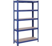 SONGMICS Estantería de 5 Niveles, Estantería para Cargas Pesadas, Estante Ajustable en Altura, Carga Total de 650 kg/875 kg, para Garaje, Bodega, 30 x 75 x 150 cm/180 x 90 x 40 cm, Azul
