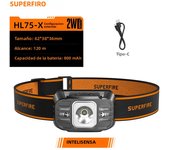 SuperFire rechargeable led headlamp Portable headlight head flashlight HL75-X Type-C Fishing Induction 7 Modes Lighting Night