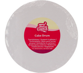 Glotomania - CAKE DRUM REDONDO BLANCO (FUNCAKES) - 20 CM Ø - Cartón Resistente - Uso Alimentario - 12 Mm Grosor