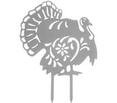 Estaca de metal para jardín con forma de pavo, con un encantador acabado oxidado, ideal para decoración de exteriores, patio, granja o jardín (negra).