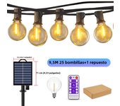 Luces Solares De Cadena G40 Para Patio Con Bombillas LED Inalámbricas Y Resistente Al Viento Para Jardín Bistró Luz Solar Exterior IP44 Dimmable