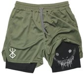 Anime Baki Hanma Gym Shorts Men Women Fitness Manga Print 2 in 1 Sports Performance Shorts Workout Quick Dry Mesh Short Pants