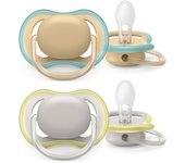 Philips Avent SCF085/15 Pack de Chupetes Ultra Air anatómico, 2 unidades, 0-6 meses, color crema y blanco