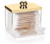 1/2 Pack Qtips Dispenser,Bathroom Organizers and Storage Containers, Plastic Apothecary Jars with Gold Lids for Makeup Ball