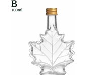 50ml 100ml 250ml Mini Maple Leaf Shape Whisky Alcohol Canning Small Wine Syrup Glass Bottles With Cover For Liquor Scotch