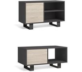 Skraut Home - Conjunto de Salón - Modelo Wind - Mueble de Televisión 95x40x57cm - Mesa de centro con doble puerta 92x50x45cm - Salón Comedor - Discreto y elegante - Varios colores disponibles