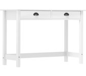 vidaXL Mesa consola Hill con 2 cajones madera pino 110x45x74 cm Marrón, Blanco, Gris Mesa de sofá Mesa de Entrada para Salón Consola de Entrada Mueble Recibidor Mesita Mesa auxiliar Salon
