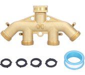 Divisor de manguera de 4 vías G3/4, adaptador de grifo de manguera de jardín de latón, conector de unión, accesorio de riego