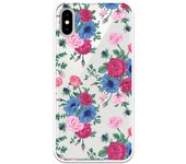 Funda original compatible con iPhone X - XS - Patron flores azules y rojas