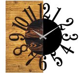 Wellhome Reloj de Pared MADERA Decorativa Mitad y Mitad 100% MADERA Espesor 3 Cm Metal