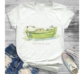Lovely Style Pet Print T-Shirt Crew Neck Casual Short Sleeve T-Shirt Spring Summer Women's Clothing Fashion Simple Short Sleeve