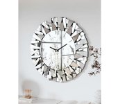 Reloj de pared con espejo decorativo: reloj redondo grande con espejo de 32 pulgadas con marco biselado de vidrio plateado, muebles Art Deco de lujo para el hogar para sala de estar, comedor, dormitorio